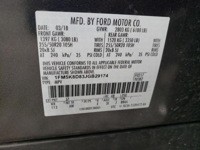 Photo 10 from auction – 2018 FORD EXPLORER X with VIN 1FM5K8D83JGB29174