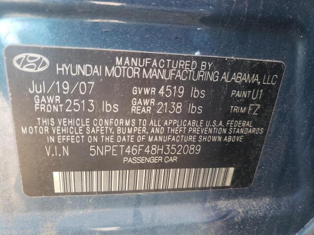 Photo 10 from auction – 2008 HYUNDAI SONATA with VIN 5NPET46F48H352089