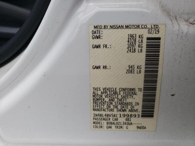 Photo 10 from auction – 2019 NISSAN ALTIMA S with VIN 1N4BL4BV5KC199893