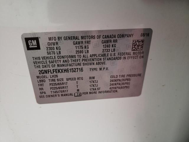 Photo 10 from auction – 2017 CHEVROLET EQUINOX LT with VIN 2GNFLFEKXH6152716