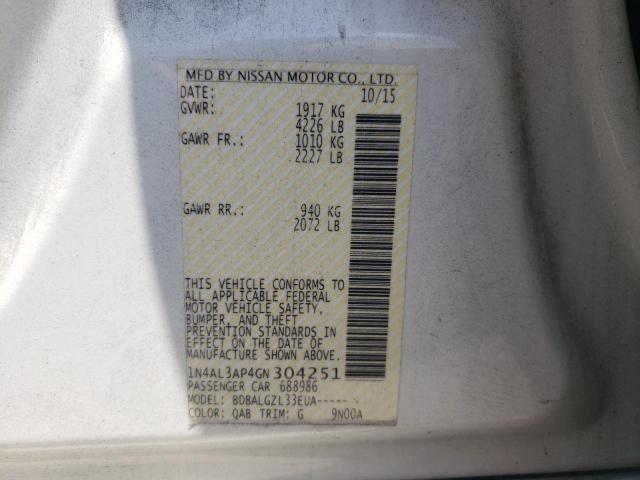 Photo 10 from auction – 2016 NISSAN ALTIMA 2.5 with VIN 1N4AL3AP4GN304251