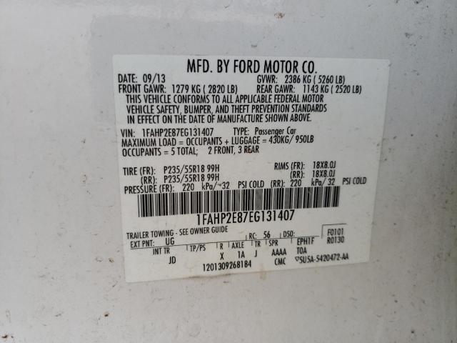 Photo 10 from auction – 2014 FORD TAURUS SEL with VIN 1FAHP2E87EG131407