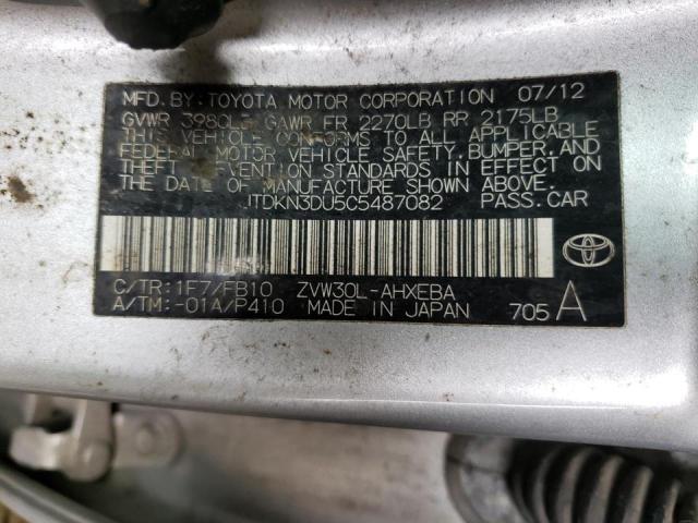 Photo 10 from auction – 2012 TOYOTA PRIUS with VIN JTDKN3DU5C5487082