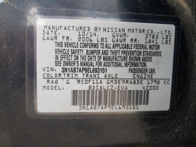 Photo 10 from auction – 2014 NISSAN SENTRA S with VIN 3N1AB7AP9EL693151