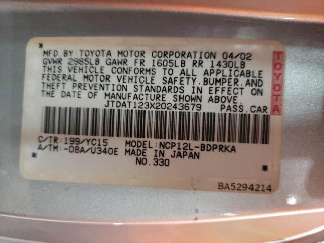 Photo 10 from auction – 2002 TOYOTA ECHO with VIN JTDAT123X20243679
