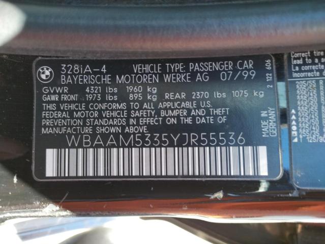Photo 10 from auction – 2000 BMW 328 I with VIN WBAAM5335YJR55536