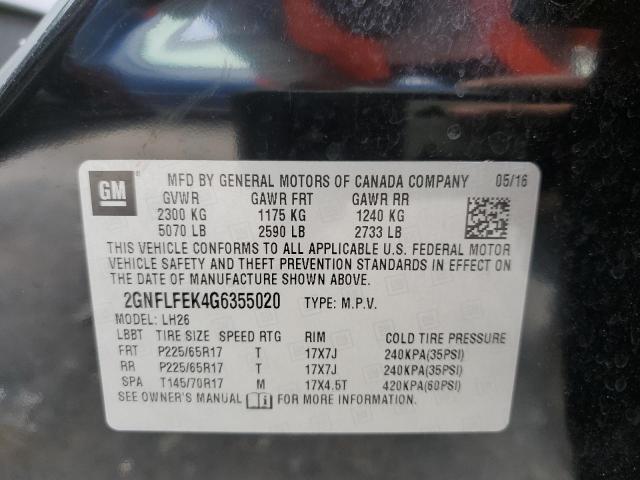 Photo 10 from auction – 2016 CHEVROLET EQUINOX LT with VIN 2GNFLFEK4G6355020
