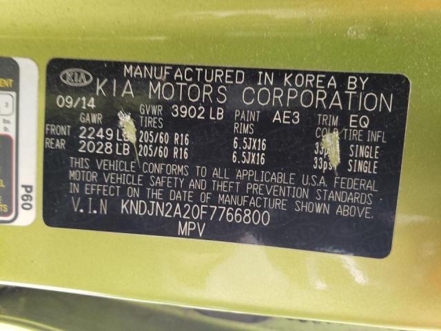 Photo 10 from auction – 2015 KIA SOUL with VIN KNDJN2A20F7766800