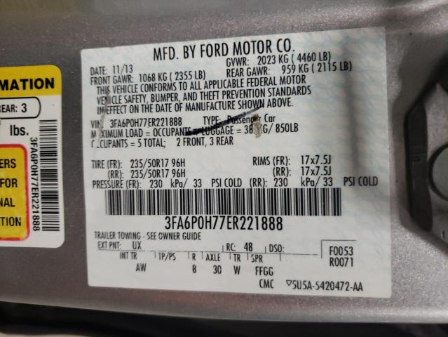 Photo 10 from auction – 2014 FORD FUSION SE with VIN 3FA6P0H77ER221888