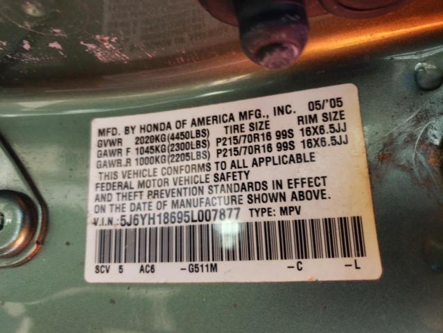 Photo 10 from auction – 2005 HONDA ELEMENT EX with VIN 5J6YH18695L007877