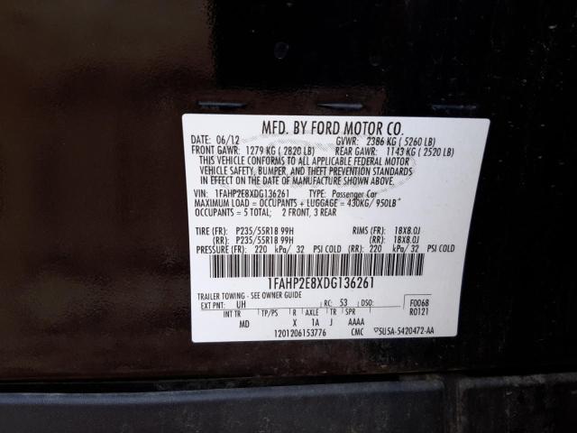 Photo 10 from auction – 2013 FORD TAURUS SEL with VIN 1FAHP2E8XDG136261