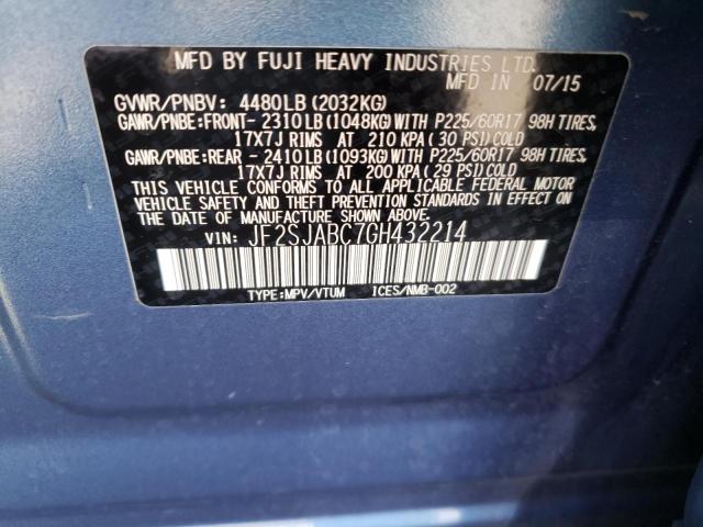 Photo 10 from auction – 2016 SUBARU FORESTER 2 with VIN JF2SJABC7GH432214