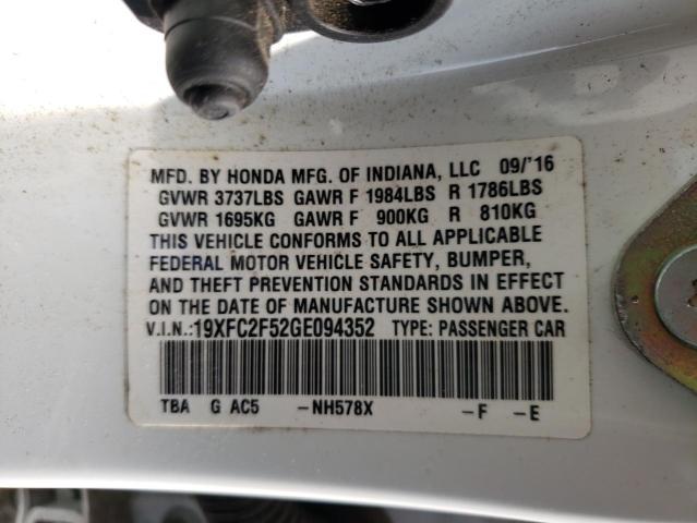Photo 10 from auction – 2016 HONDA CIVIC LX with VIN 19XFC2F52GE094352