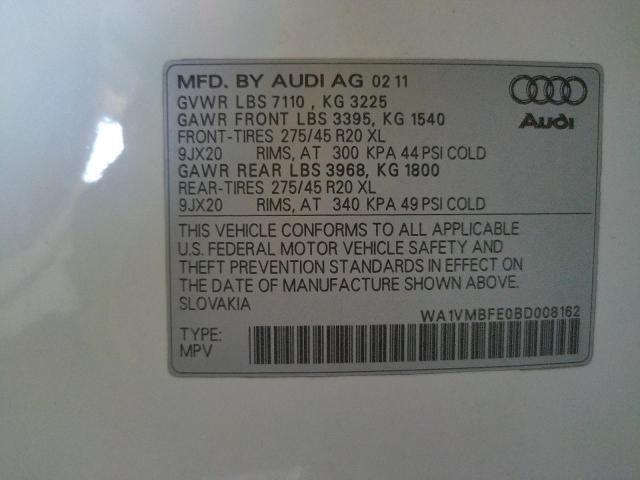 Photo 10 from auction – 2011 AUDI Q7 PRESTIG with VIN WA1VMBFE0BD008162