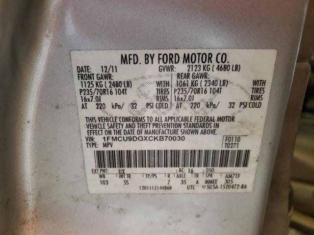 Photo 10 from auction – 2012 FORD ESCAPE XLT with VIN 1FMCU9DGXCKB70030