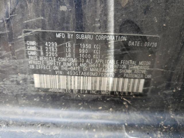 صورة رقم 10 من المزاد - 2021 SUBARU IMPREZA مع VIN 4S3GTAB60M3700070