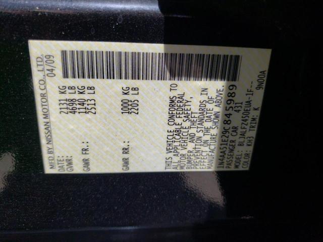 Photo 10 from auction – 2009 NISSAN MAXIMA S with VIN 1N4AA51E29C845989
