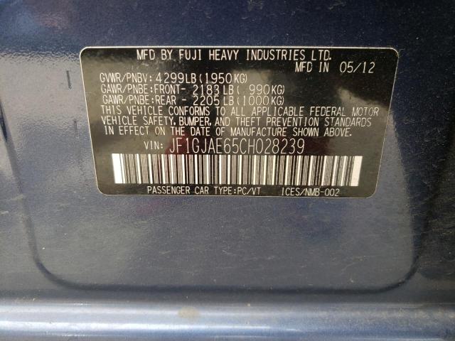 Photo 10 from auction – 2012 SUBARU IMPREZA PR with VIN JF1GJAE65CH028239