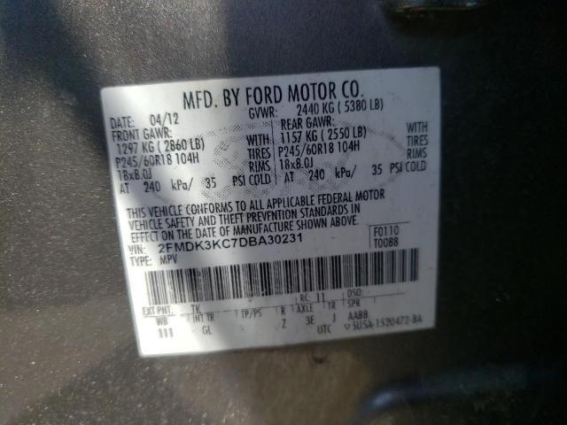 Photo 10 from auction – 2013 FORD EDGE LIMIT with VIN 2FMDK3KC7DBA30231