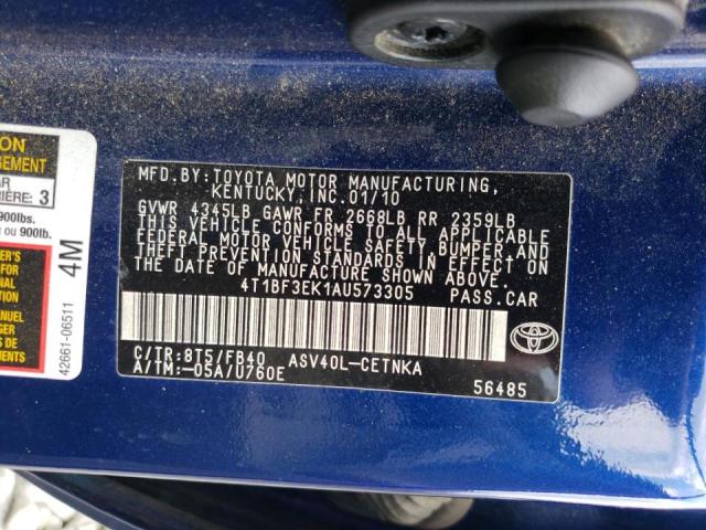 Photo 10 from auction – 2010 TOYOTA CAMRY BASE with VIN 4T1BF3EK1AU573305