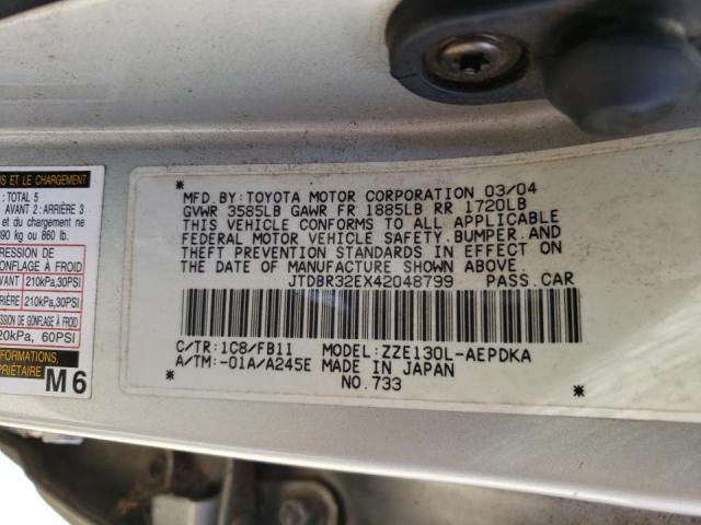 Photo 10 from auction – 2004 TOYOTA COROLLA CE with VIN JTDBR32EX42048799
