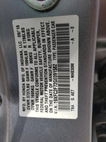 Photo 10 from auction – 2016 HONDA CIVIC EX with VIN 19XFC2F72GE091582