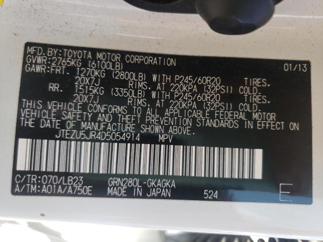 Photo 10 from auction – 2013 TOYOTA 4RUNNER SR with VIN JTEZU5JR4D5054914
