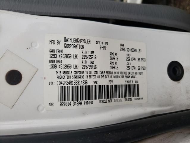 Photo 10 from auction – 2005 DODGE GRAND CARA with VIN 1D4GP24R15B314236