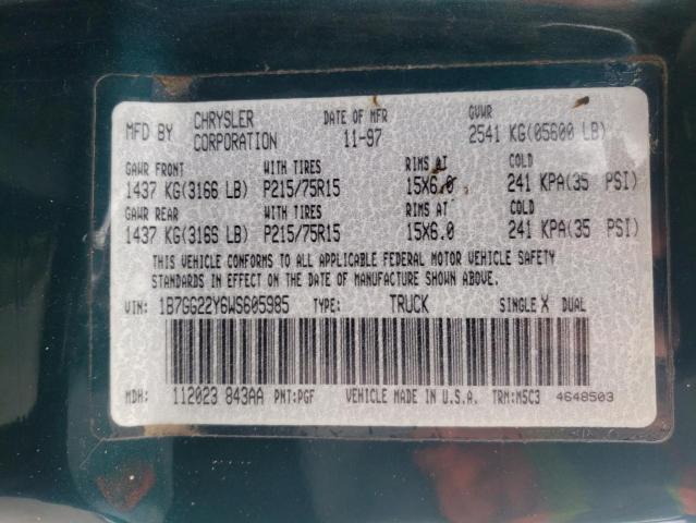 Photo 10 from auction – 1998 DODGE DAKOTA with VIN 1B7GG22Y6WS605985