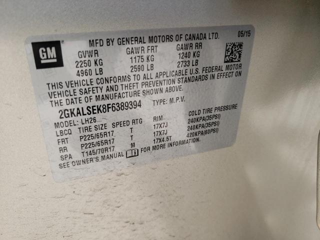 Photo 10 from auction – 2015 GMC TERRAIN SL with VIN 2GKALSEK8F6389394