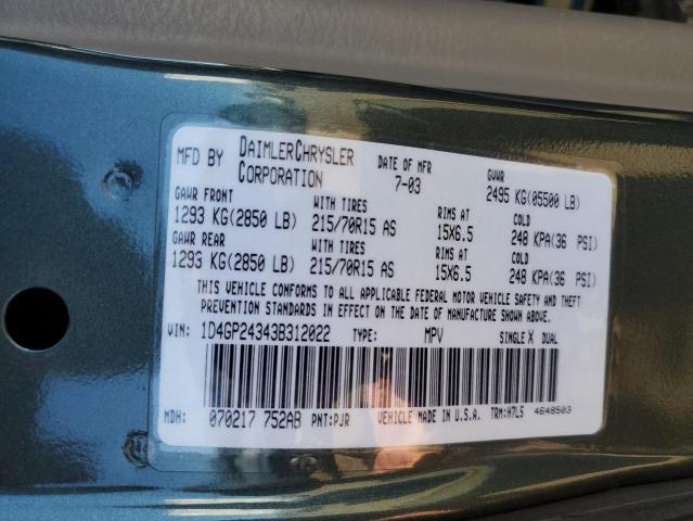 Photo 10 from auction – 2003 DODGE GRAND CARA with VIN 1D4GP24343B312022