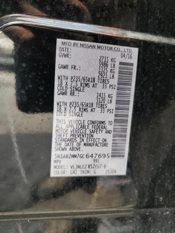 Photo 10 from auction – 2016 NISSAN PATHFINDER with VIN 5N1AR2MM7GC647695