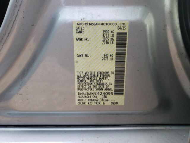 Photo 10 from auction – 2015 NISSAN ALTIMA 2.5 with VIN 1N4AL3APXFC424095