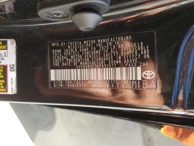 Photo 10 from auction – 2019 TOYOTA COROLLA L with VIN 5YFBURHE2KP893072