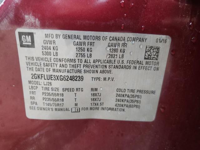 Photo 10 from auction – 2016 GMC TERRAIN SL with VIN 2GKFLUE3XG6248239