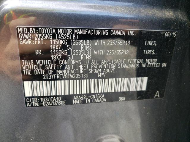 Photo 10 from auction – 2015 TOYOTA RAV4 LIMIT with VIN 2T3YFREV8FW205130