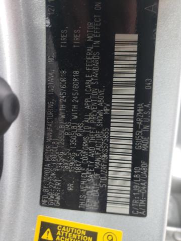 Photo 10 from auction – 2019 TOYOTA HIGHLANDER with VIN 5TDJZRFH9KS575855