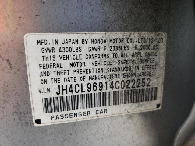 Photo 10 from auction – 2004 ACURA TSX with VIN JH4CL96914C022252
