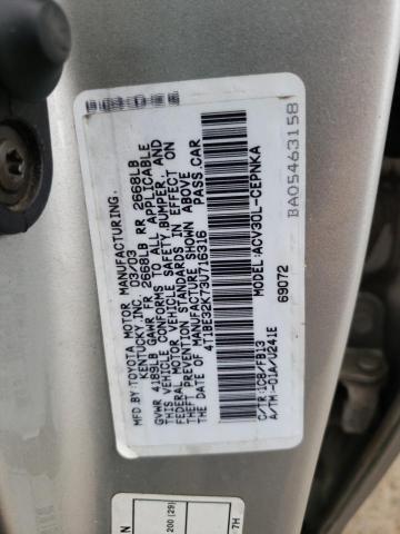 Photo 10 from auction – 2003 TOYOTA CAMRY LE with VIN 4T1BE32K73U716316