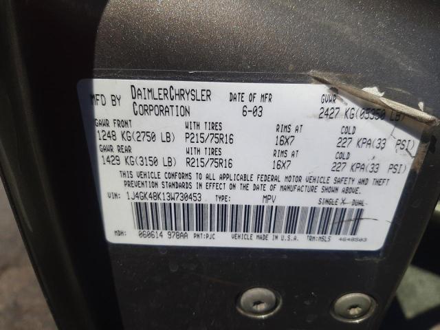 Photo 10 from auction – 2003 JEEP LIBERTY SP with VIN 1J4GK48K13W730453