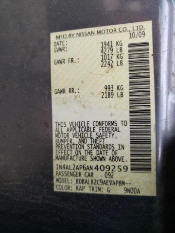 Photo 10 from auction – 2010 NISSAN ALTIMA BAS with VIN 1N4AL2AP6AN409259