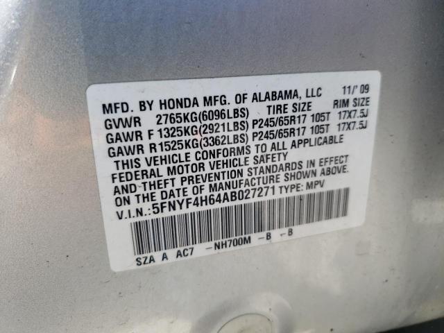 Photo 10 from auction – 2010 HONDA PILOT EXL with VIN 5FNYF4H64AB027271