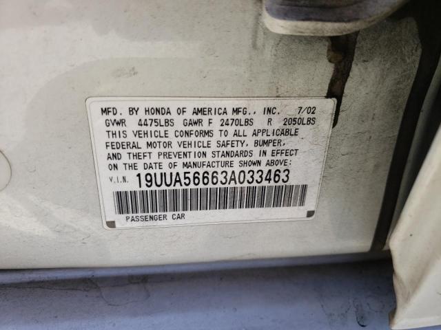 Photo 10 from auction – 2003 ACURA 3.2TL with VIN 19UUA56663A033463