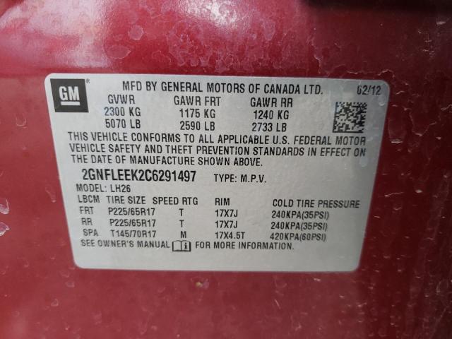 Photo 10 from auction – 2012 CHEVROLET EQUINOX LT with VIN 2GNFLEEK2C6291497