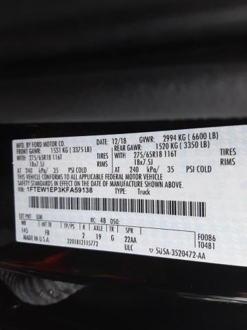 Photo 10 from auction – 2019 FORD F150 SUPER with VIN 1FTEW1EP3KFA59138