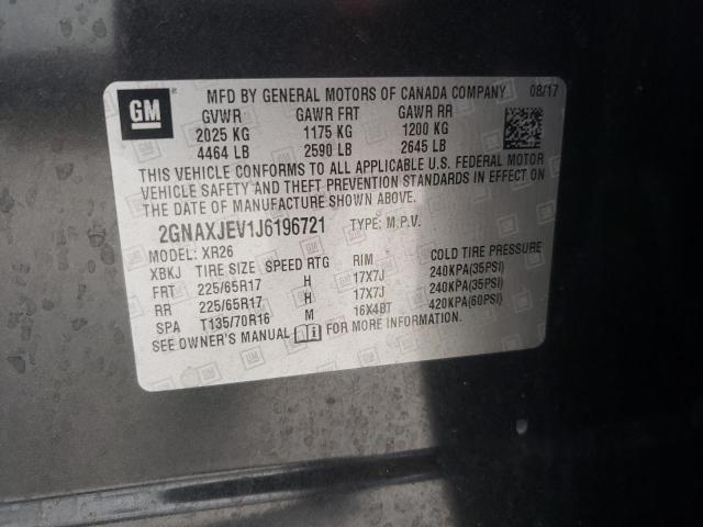 Photo 10 from auction – 2018 CHEVROLET EQUINOX LT with VIN 2GNAXJEV1J6196721