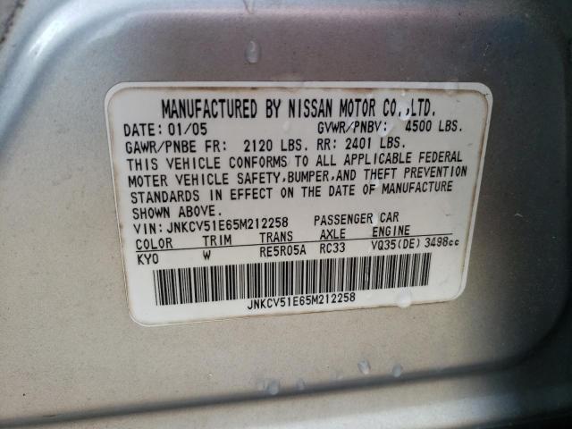Photo 10 from auction – 2005 INFINITI G35 with VIN JNKCV51E65M212258