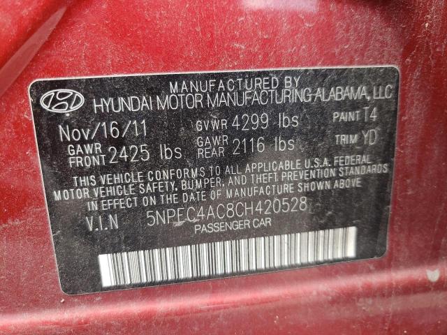 Photo 10 from auction – 2012 HYUNDAI SONATA SE with VIN 5NPEC4AC8CH420528