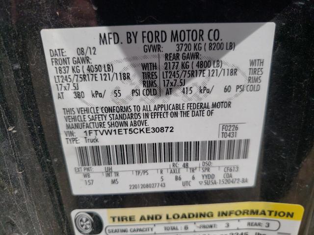 Photo 10 from auction – 2012 FORD F150 SUPER with VIN 1FTVW1ET5CKE30872