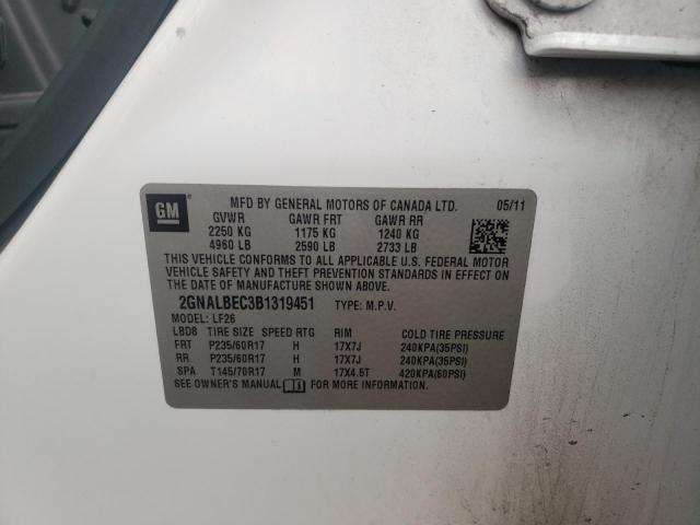 Photo 10 from auction – 2011 CHEVROLET EQUINOX LS with VIN 2GNALBEC3B1319451